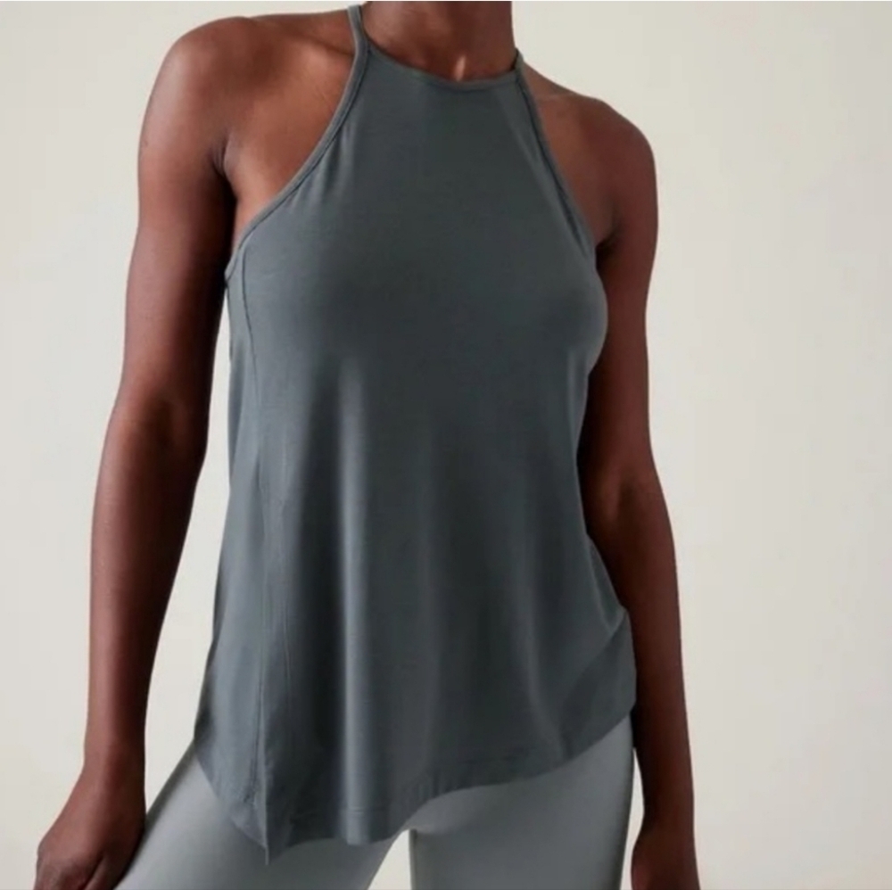 Athleta Explore Racerback Tank Size Small Tie Front Soft Stretch - Picture 4 of 14